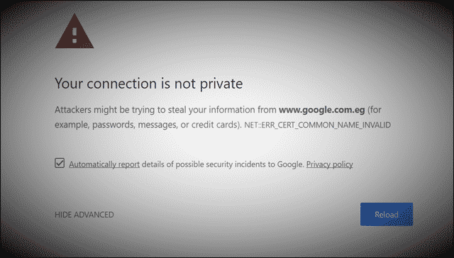 حل مشكلة your connection is not private