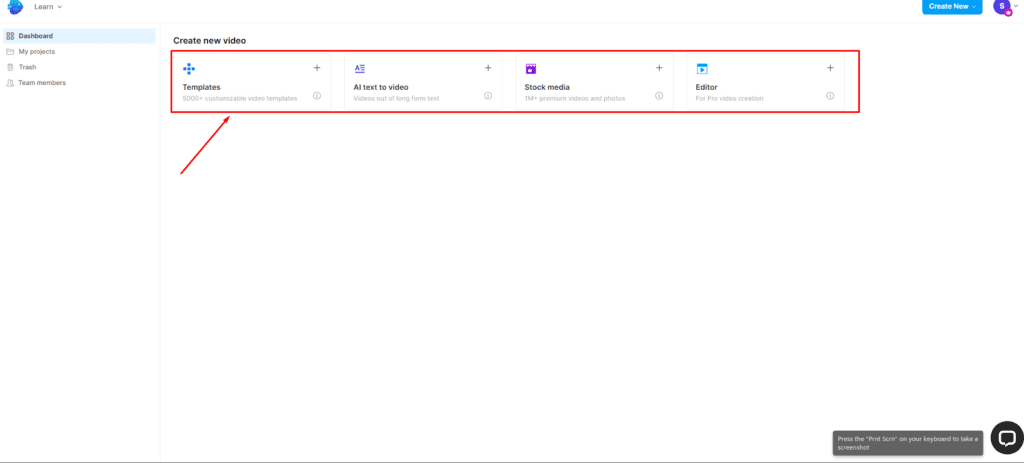 استخدام الموقع لتصميم الفيديوهات
