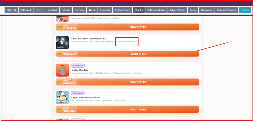 توضيح لشكل المهام داخل احدي منصات العروض