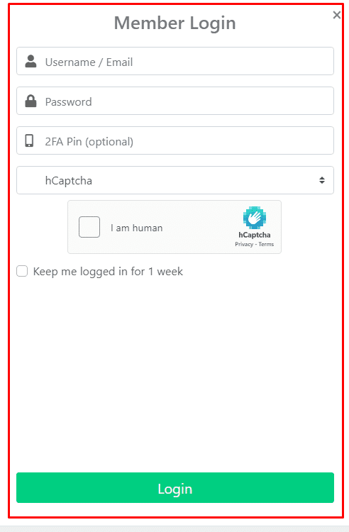 لوحة الدخول للحساب