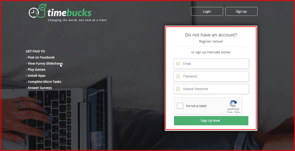 التسجيل في موقع موقع Timebucks