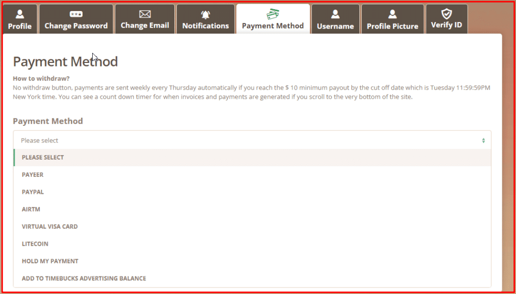 سحب ارباح موقع Timebucks