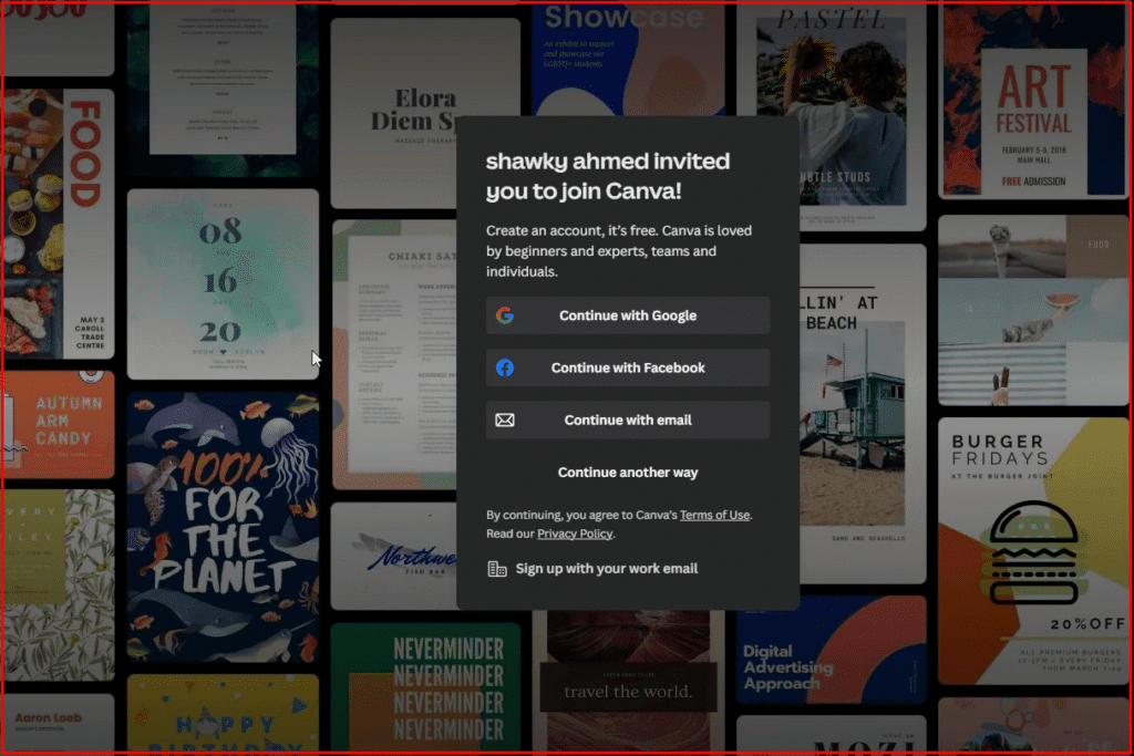 طريقة التسجيل في كانفا