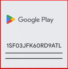 مثال علي رمز بطاقة جوجل بلاي