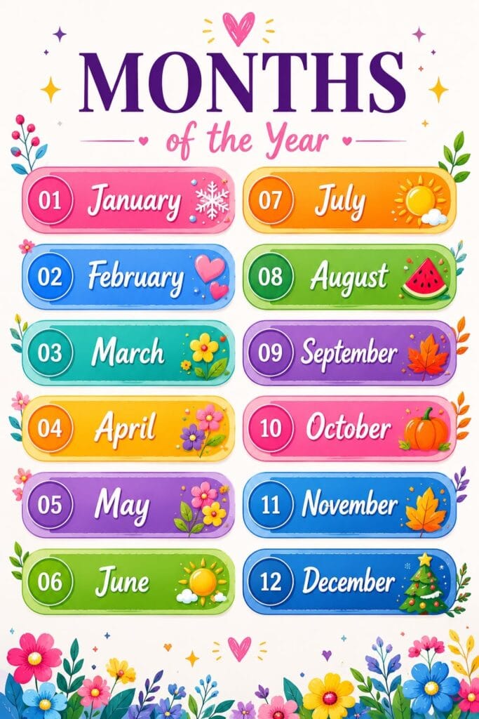 اسماء الشهور بالانجليزي : اسماء الـ 12شهر الميلادي والهجري 1 اسماء الشهور بالانجليزي